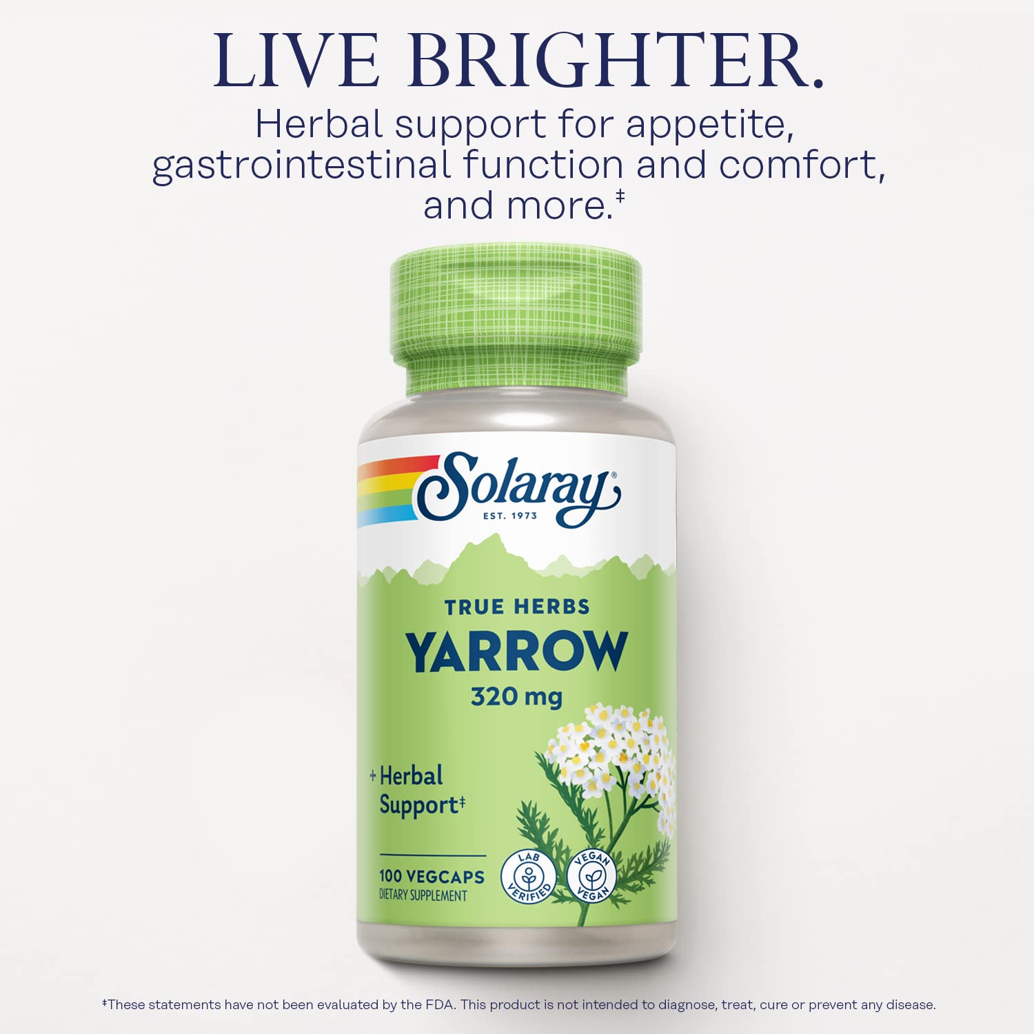 Foto 4 pulgar | Suplemento Solaray Yarrow 320 Mg Whole Aerial 100 Cápsulas Vegetarianas - Venta Internacional.