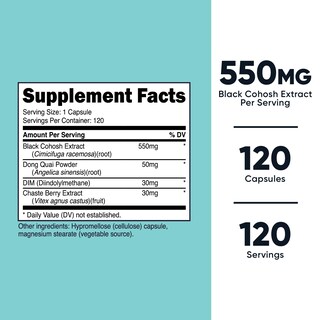 Foto 2 | Suplemento Nutricost Black Cohosh 660 Mg 120 Cápsulas Para Mujeres - Venta Internacional.