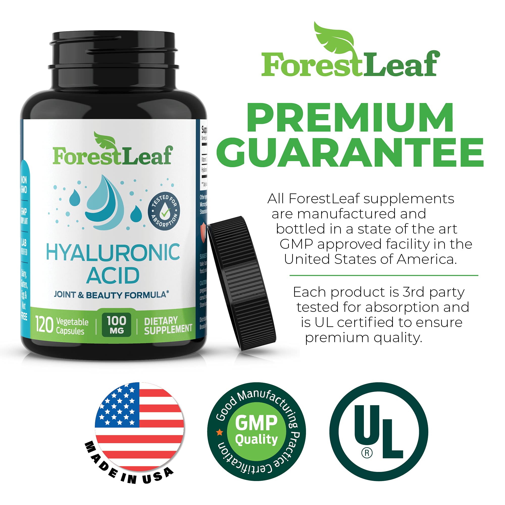 Foto 3 pulgar | Suplementos De Ácido Hialurónico Forestleaf 100 Mg Más Vitamina C 50 Mg - Venta Internacional.