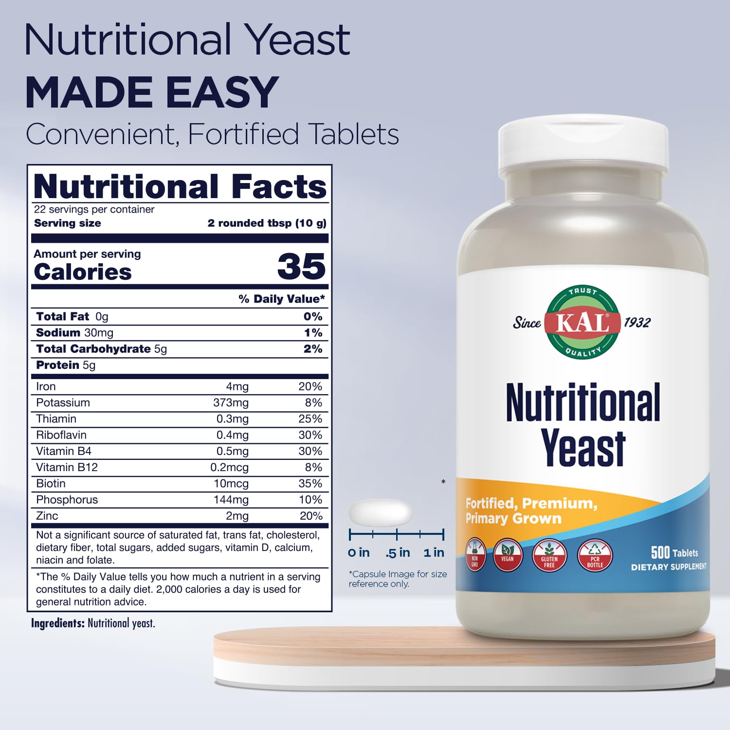 Foto 3 pulgar | Suplemento De Levadura Nutricional Kal Con Vitamina B12, Biotina Y Ácido Fólico - Venta Internacional.