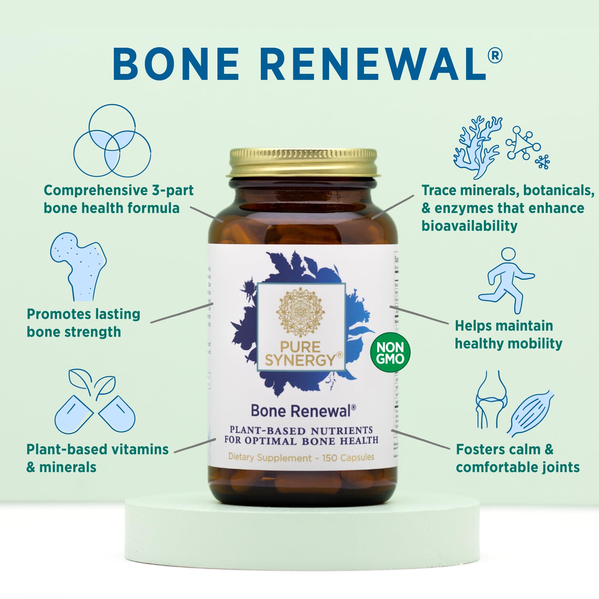 Foto 3 | Suplemento Pure Synergy Bone Renewal Bone Health 150 Cápsulas - Venta Internacional.