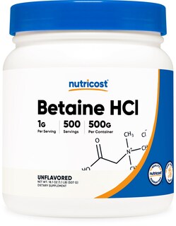 Foto 1 | Suplemento Nutricost Betaine Hcl En Polvo 500 G Sin Gluten - Venta Internacional.