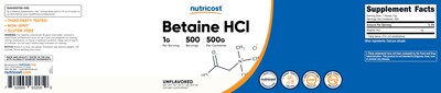 Foto 6 | Suplemento Nutricost Betaine Hcl En Polvo 500 G Sin Gluten - Venta Internacional.