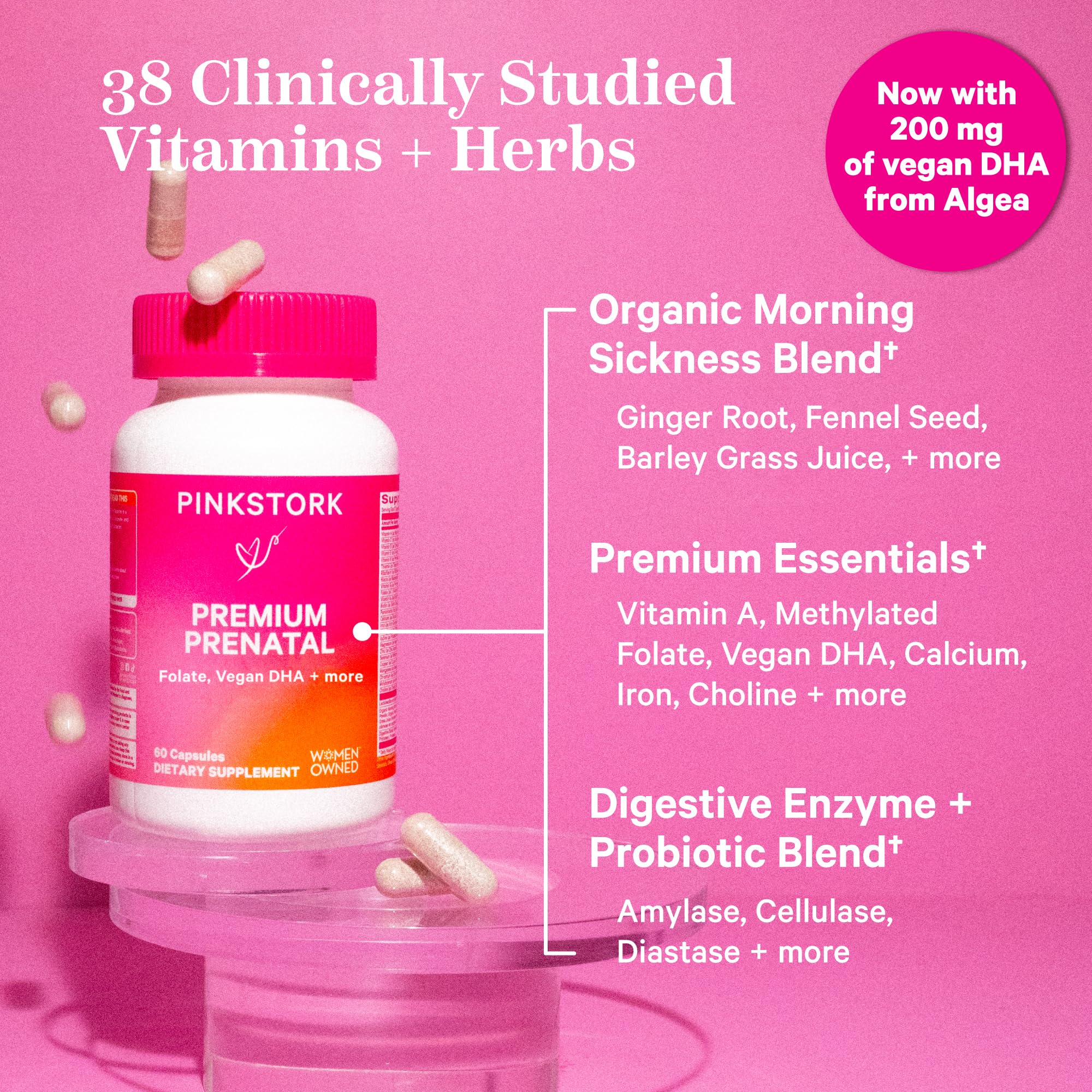 Foto 4 pulgar | Vitamina Prenatal Pink Stork Premium Organic 60 Cápsulas - Venta Internacional.