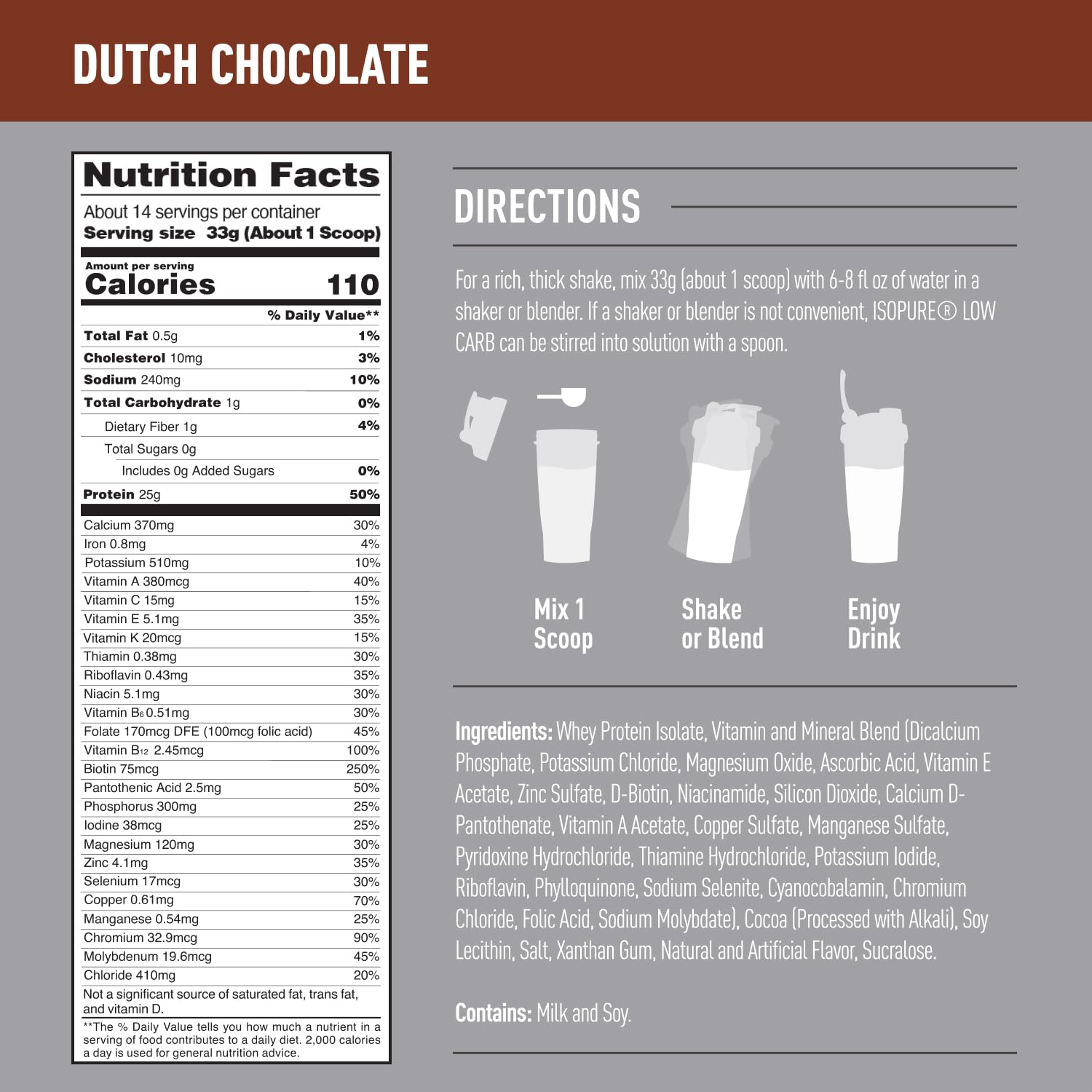 Foto 8 pulgar | Proteína En Polvo Isopure Dutch Chocolate Whey Isolate 454 G - Venta Internacional.