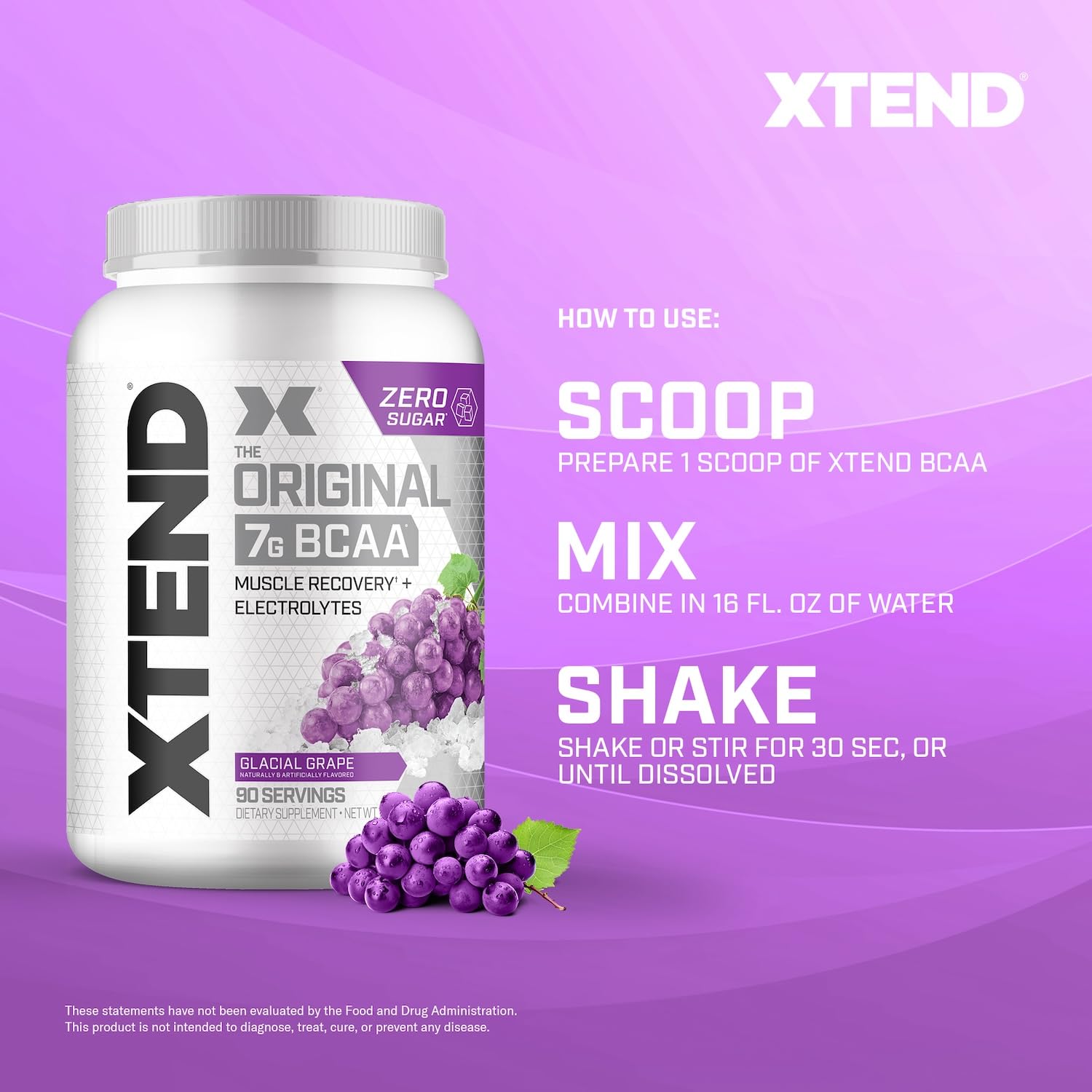 Foto 8 pulgar | Bcaa En Polvo Xtend Original Glacial Grape Sin Azúcar, 90 Dosis - Venta Internacional.