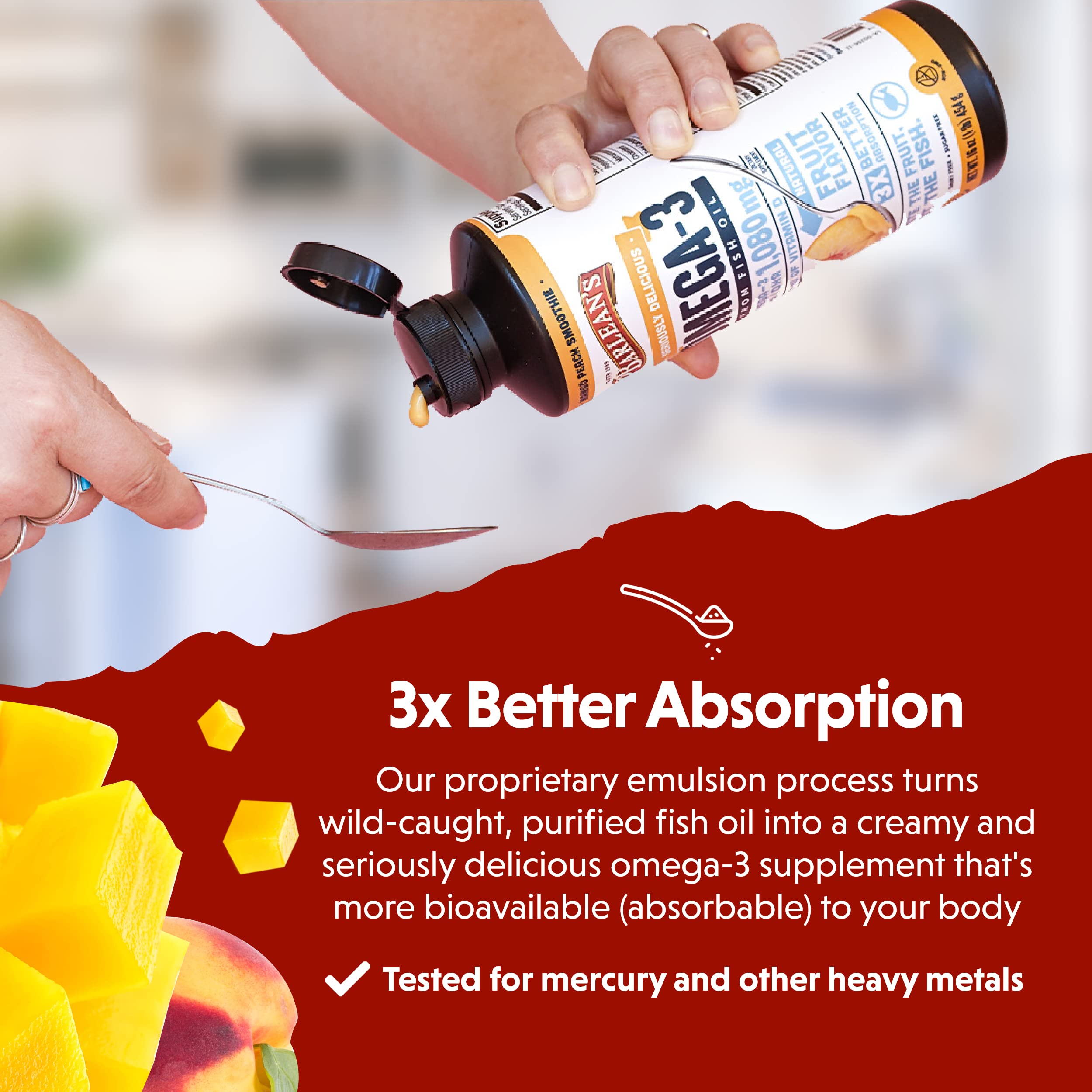 Foto 4 | Complemente El Aceite De Pescado Barlean's Mango Peach Omega 3 De 500 Ml Con Vitamina D - Venta Internacional.