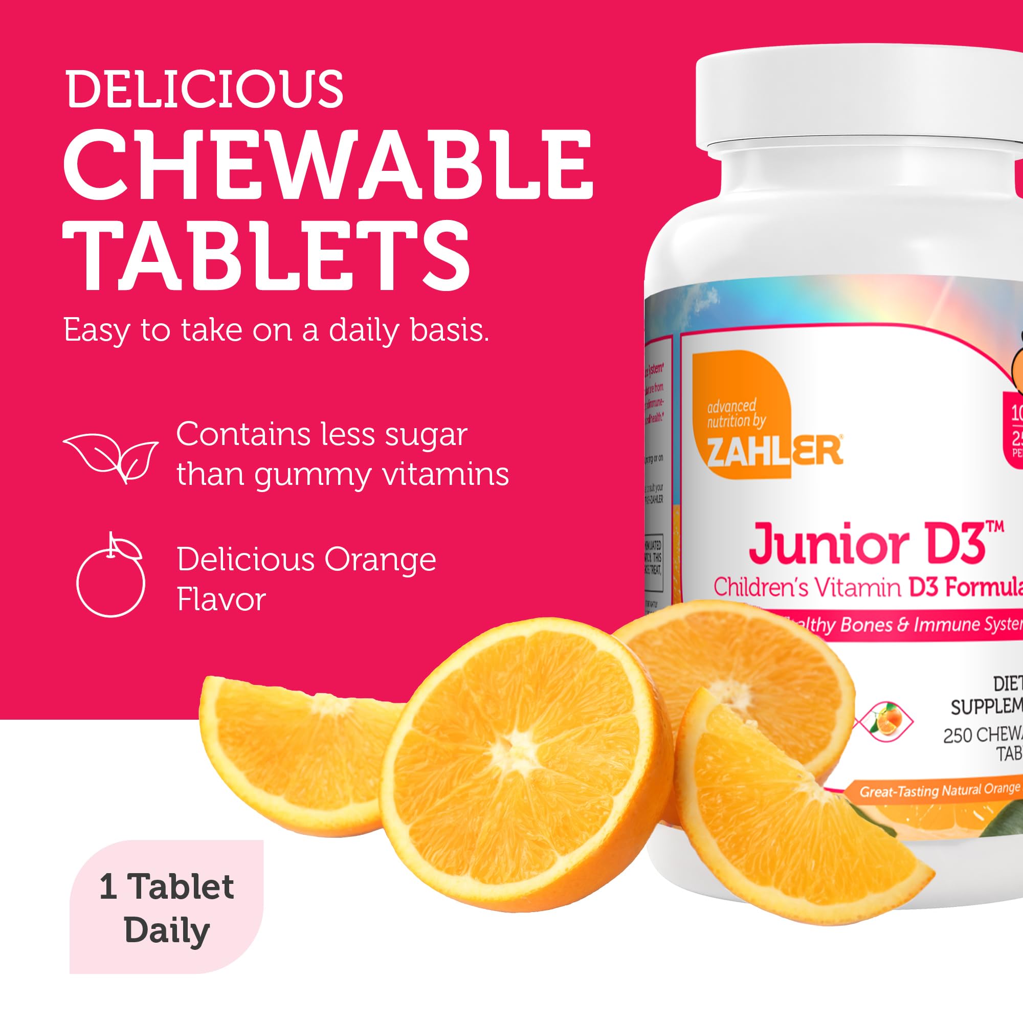 Foto 3 pulgar | Vitamina D3 Zahler Junior  250 Tabletas - Venta Internacional