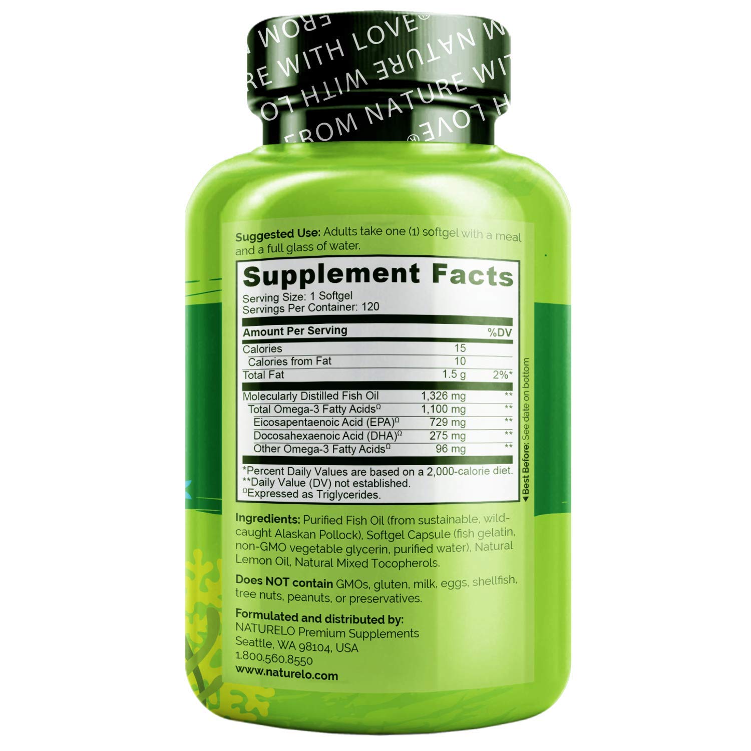 Foto 4 pulgar | Suplemento De Aceite De Pescado Omega 3 Para Eructos De Naturelo, 1100 Mg, 120 Cápsulas Blandas - Venta Internacional.