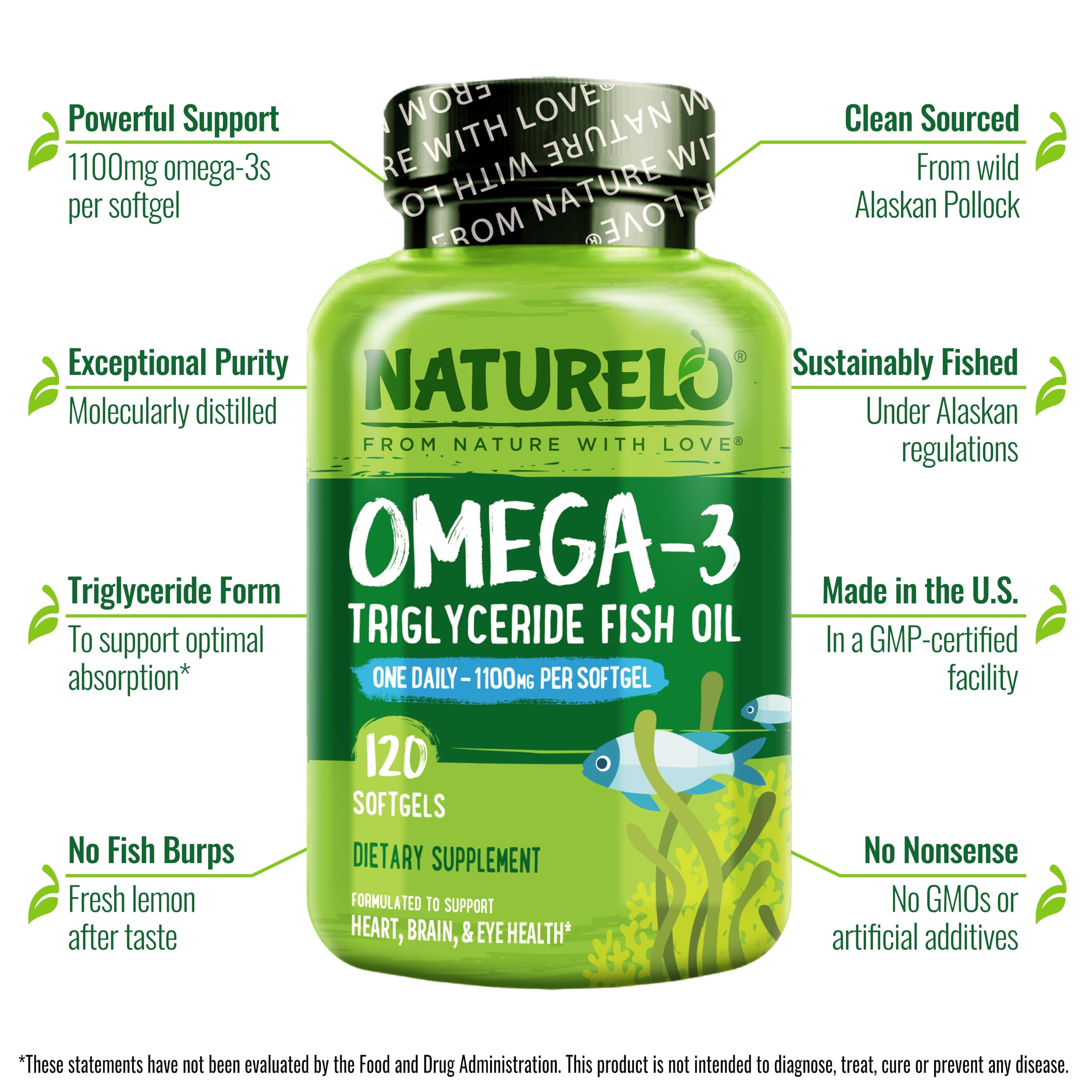Foto 5 pulgar | Suplemento De Aceite De Pescado Omega 3 Para Eructos De Naturelo, 1100 Mg, 120 Cápsulas Blandas - Venta Internacional.