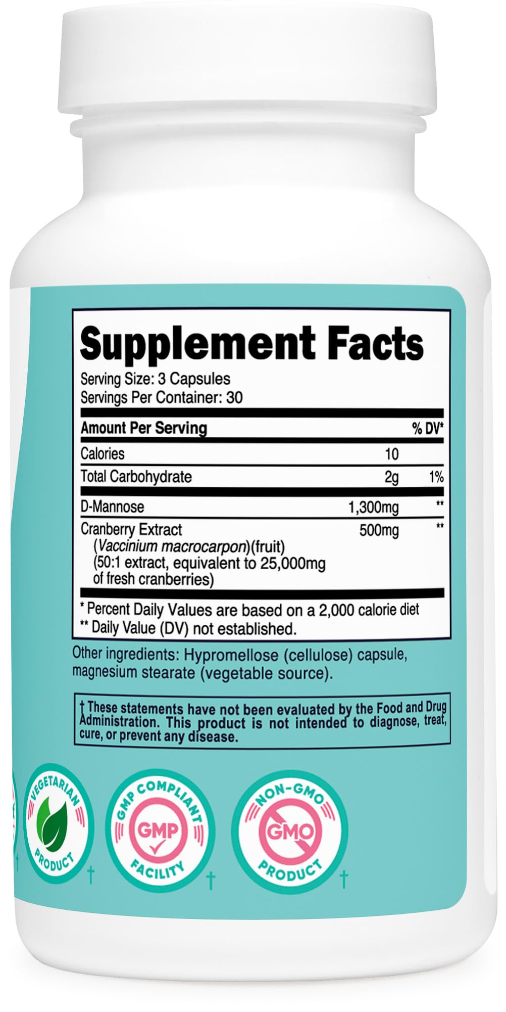Foto 6 pulgar | Suplemento Nutricost D-manose Con Arándano Rojo 1300 Mg 90 Cápsulas - Venta Internacional.