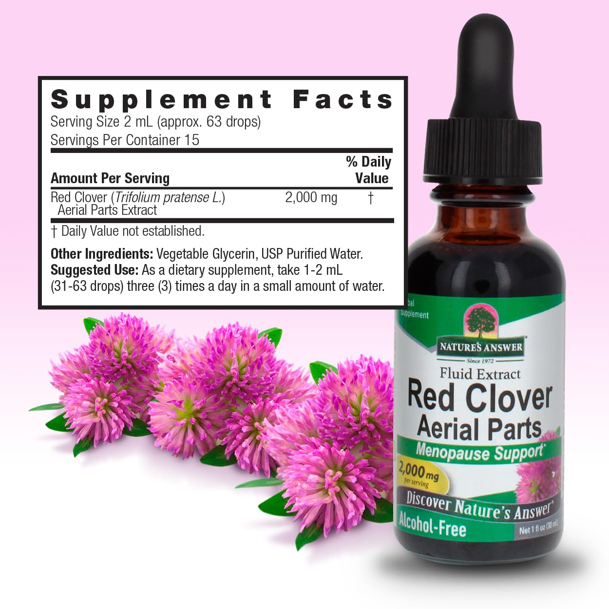 Foto 3 | Suplemento De Extracto De Trébol Rojo De Nature's Answer, 30 Ml, Sin Alcohol - Venta Internacional.