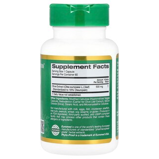 Foto 2 | Suplemento De Extracto De Hoja De Olivo De California Gold Nutrition 500 Mg - Venta Internacional.