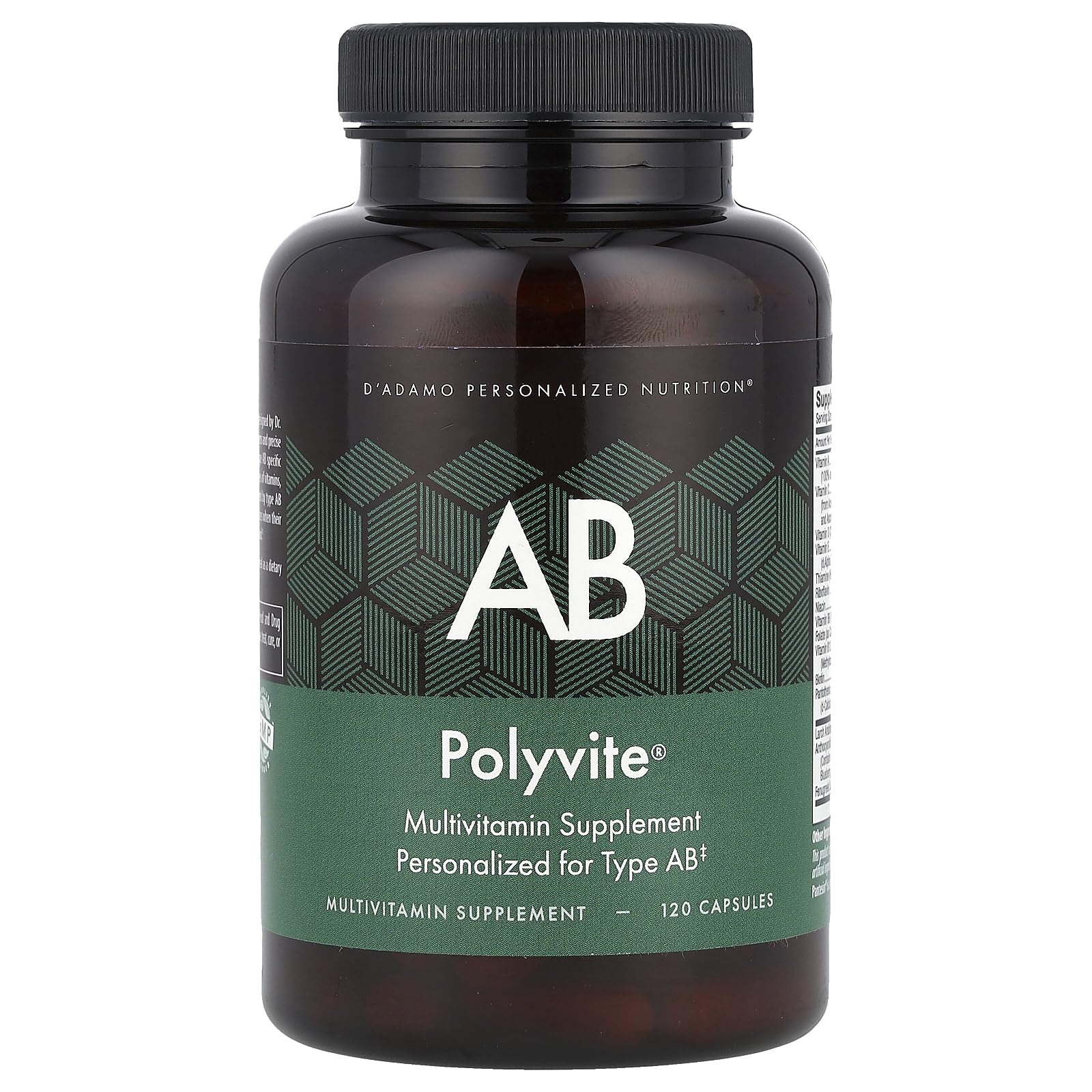 Foto 2 pulgar | Multivitamínico D'adamo Personalized Nutrition Polyvite Ab 120 Vcaps - Venta Internacional.