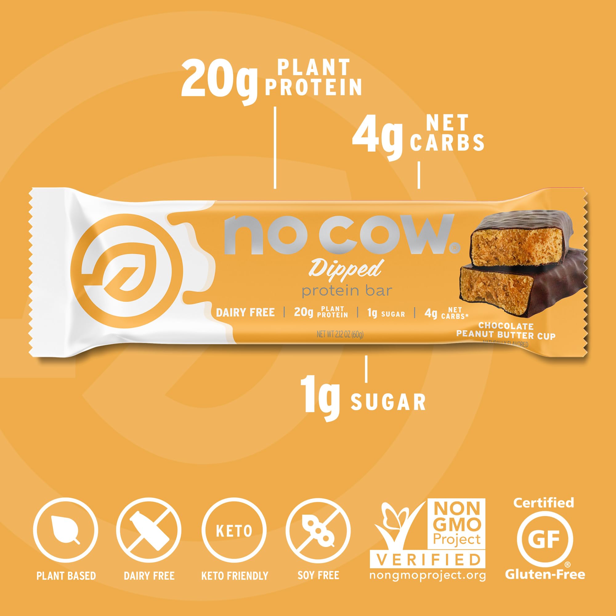 Foto 3 pulgar | Protein Bars No Cow Chocolate, Taza De Mantequilla De Cacahuete, 20 G, Vegana - Venta Internacional.