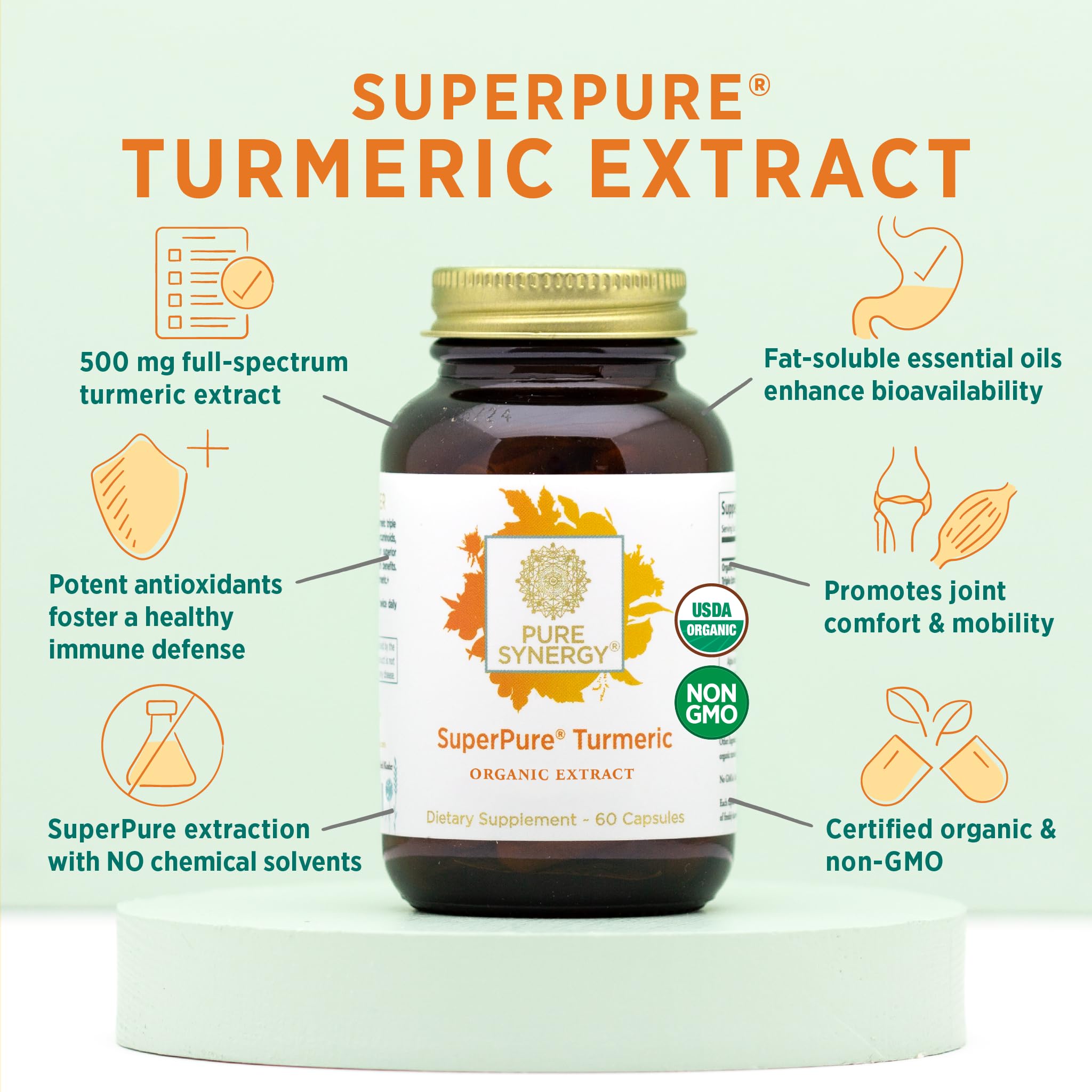 Foto 4 pulgar | Suplemento De Extracto De Cúrcuma Superpuro Pure De Pure Synergy 500 Mg - Venta Internacional.