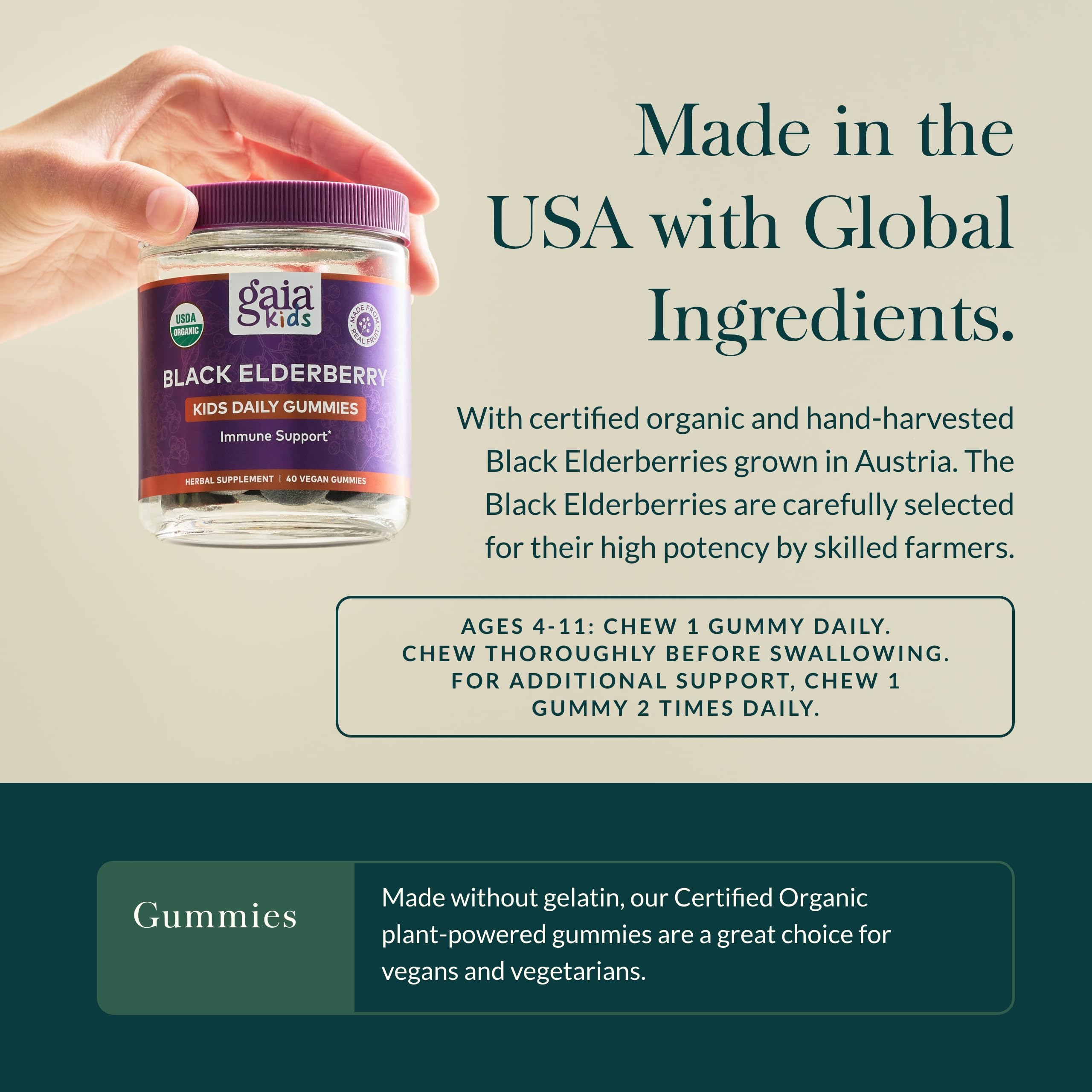 Foto 4 | Gomitas Gaia Herbs Gaiakids Black Saúco 40 Gomitas Para Niños - Venta Internacional.