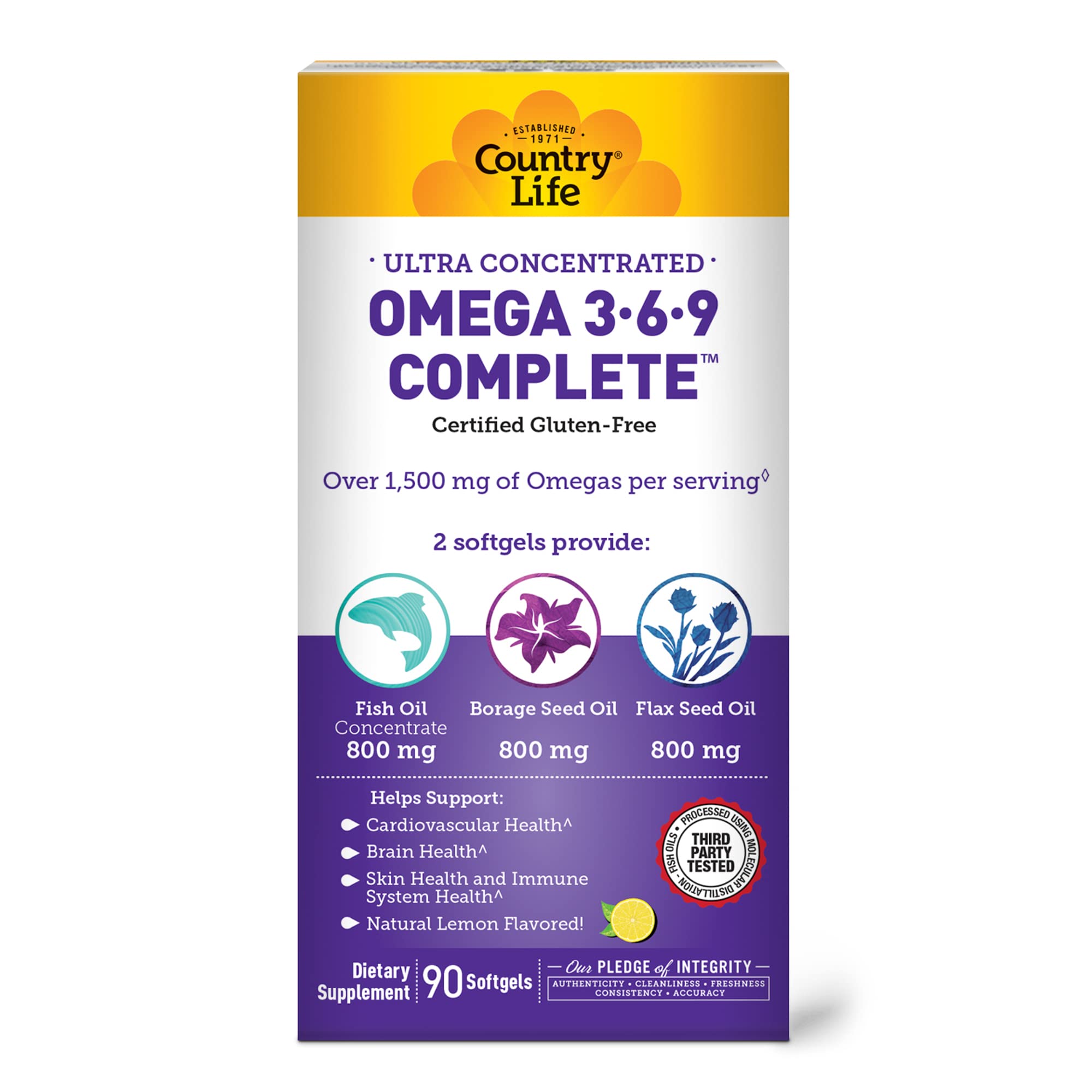 Foto 2 pulgar | Suplemento Country Life Omega 3-6-9 1,534 Mg 90 Cápsulas Blandas - Venta Internacional.