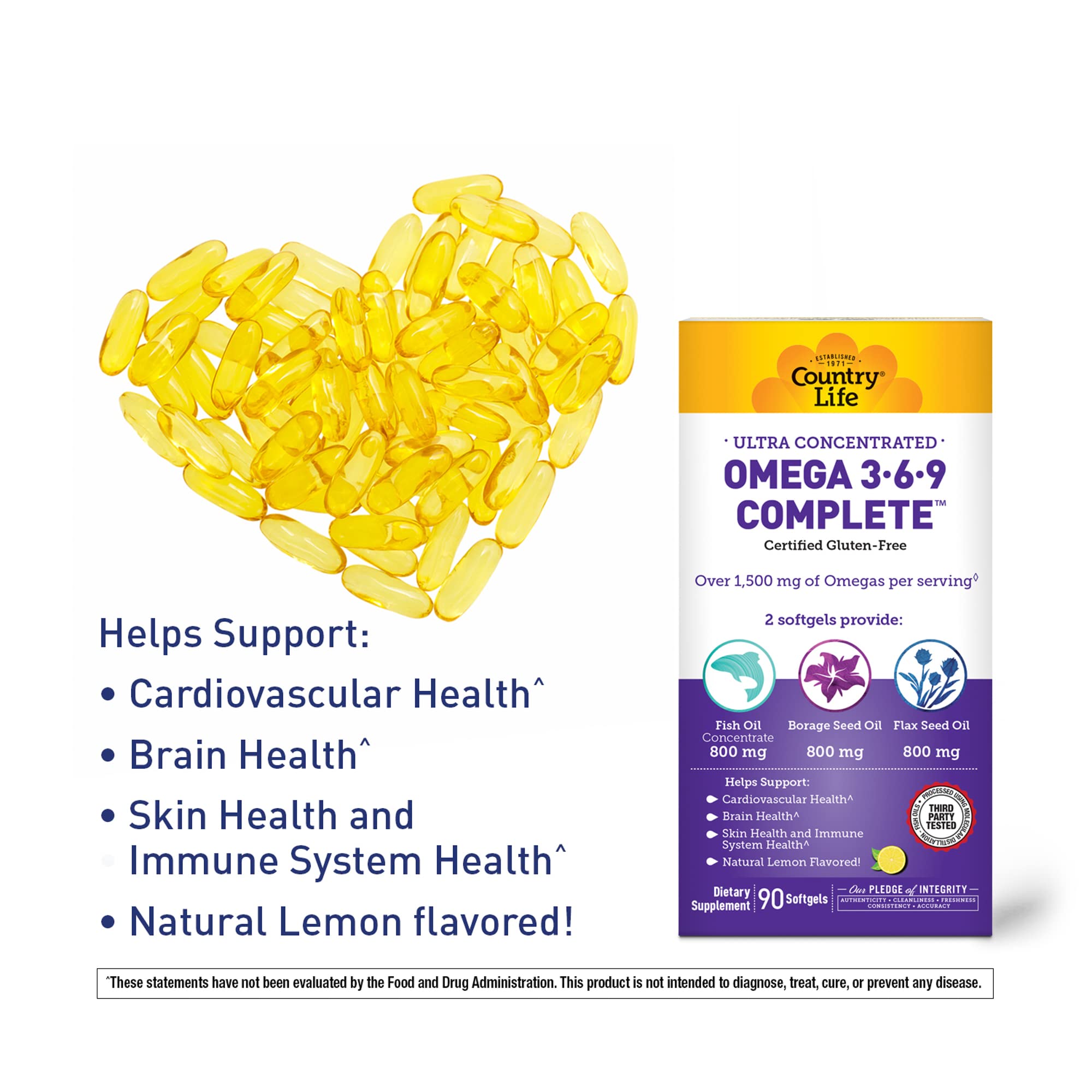 Foto 4 | Suplemento Country Life Omega 3-6-9 1,534 Mg 90 Cápsulas Blandas - Venta Internacional.