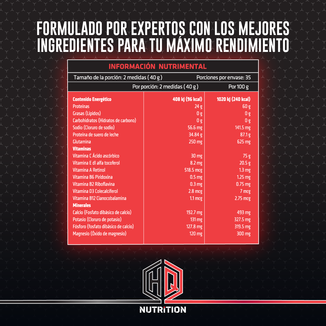 Foto 4 pulgar | Proteina Hq Nutrition Proteína Whey Chocolate En Polvo Aminoácidos, Vitaminas Y Minerales 1.4 Kg