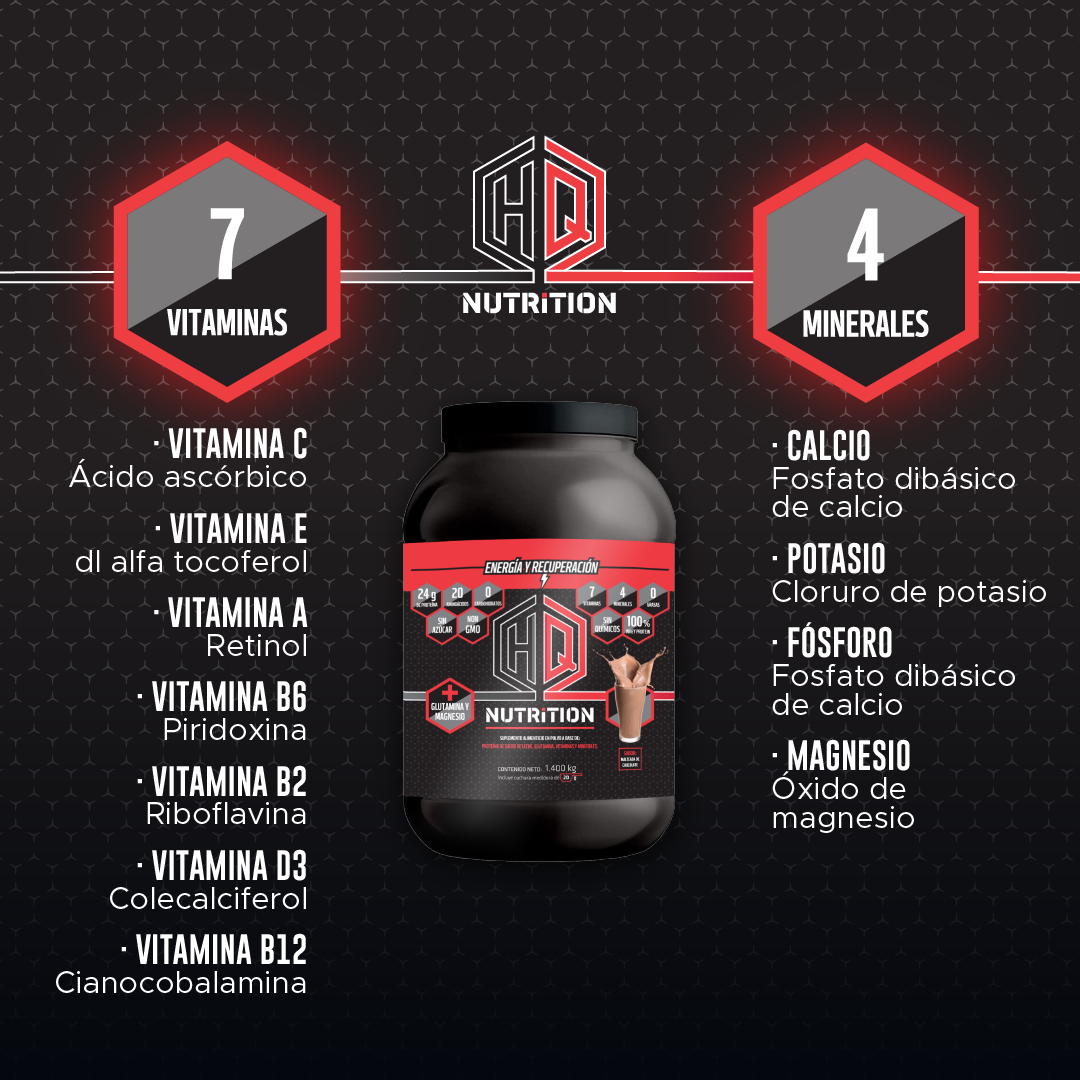 Foto 5 pulgar | Proteina Hq Nutrition Proteína Whey Chocolate En Polvo Aminoácidos, Vitaminas Y Minerales 1.4 Kg