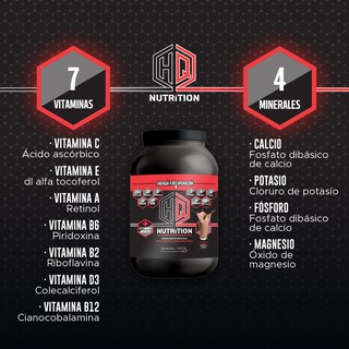 Foto 4 | Proteina Hq Nutrition Proteína Whey Chocolate En Polvo Aminoácidos, Vitaminas Y Minerales 1.4 Kg
