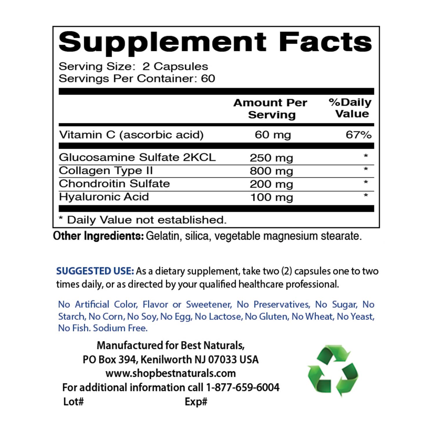 Foto 3 pulgar | Suplemento De Ácido Hialurónico Best Naturals 100 Mg 120 Cápsulas - Venta Internacional.
