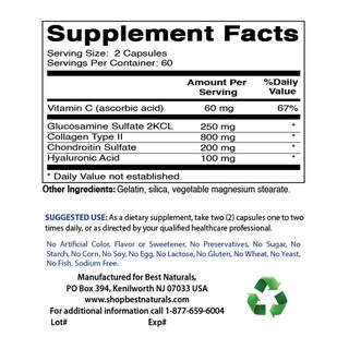 Foto 2 | Suplemento De Ácido Hialurónico Best Naturals 100 Mg 120 Cápsulas - Venta Internacional.