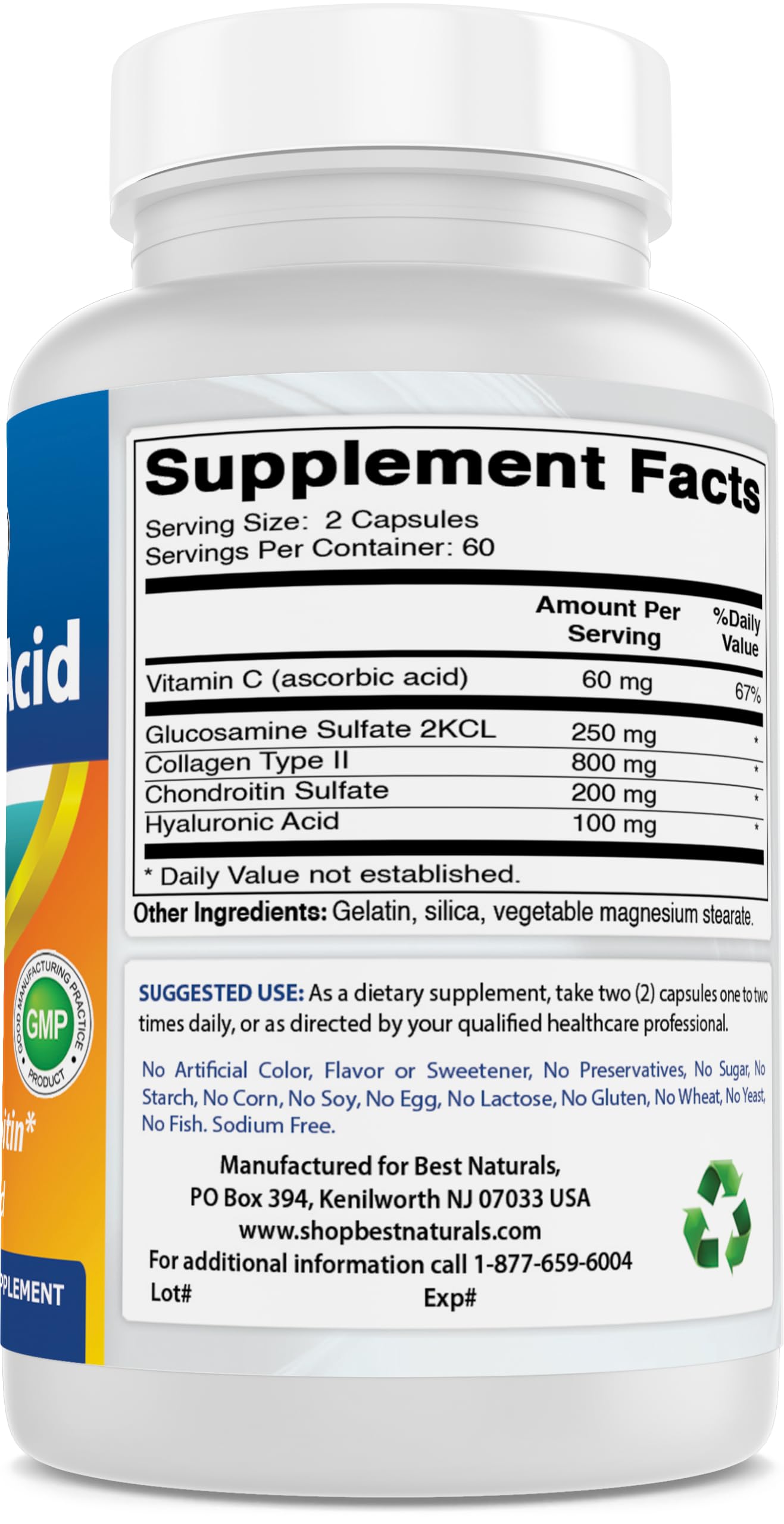 Foto 6 pulgar | Suplemento De Ácido Hialurónico Best Naturals 100 Mg 120 Cápsulas - Venta Internacional.