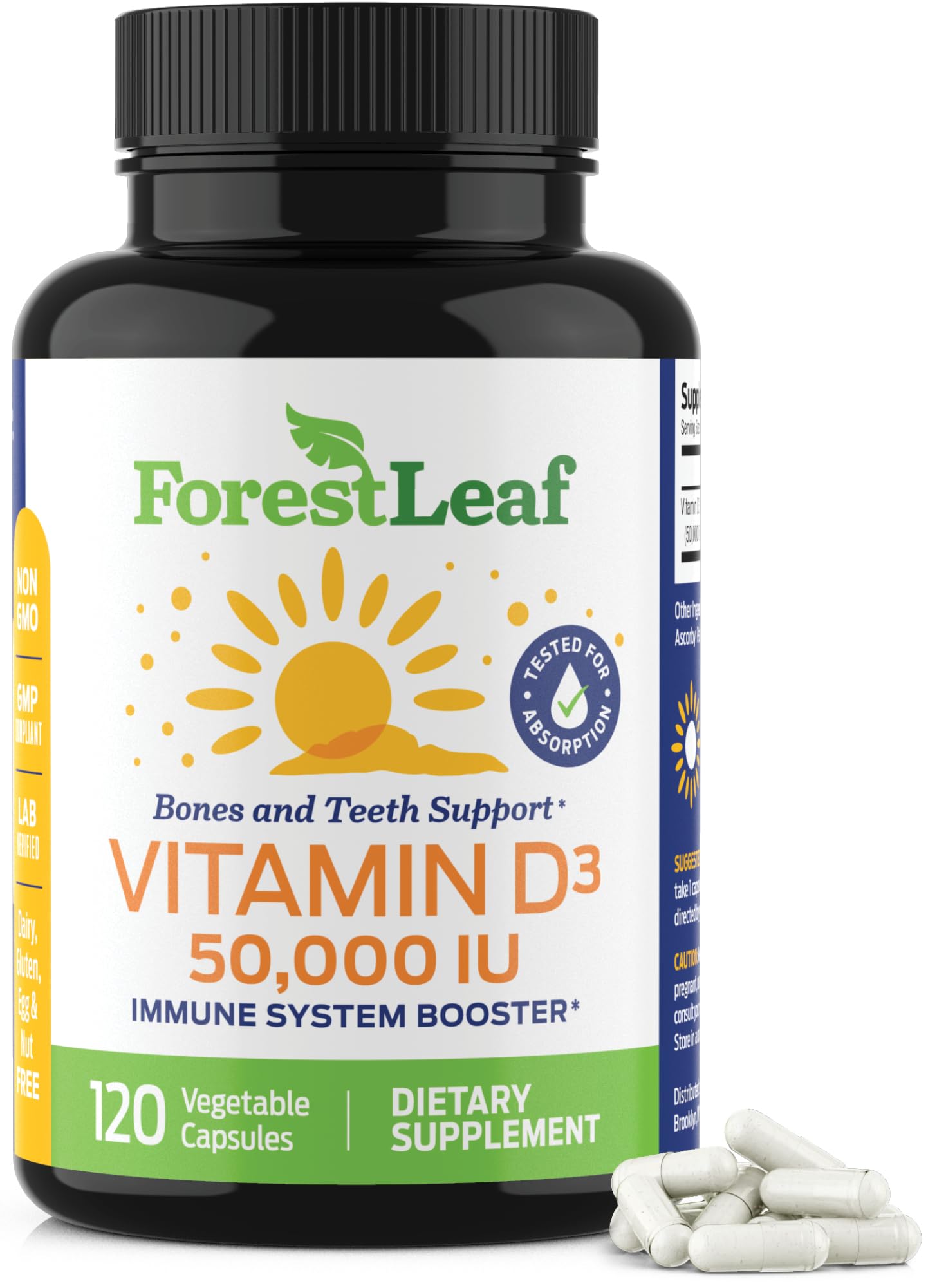 Foto 2 pulgar | Suplementos De Vitamina D3 Forestleaf, 50 000 Ui, 120 Cápsulas - Venta Internacional.