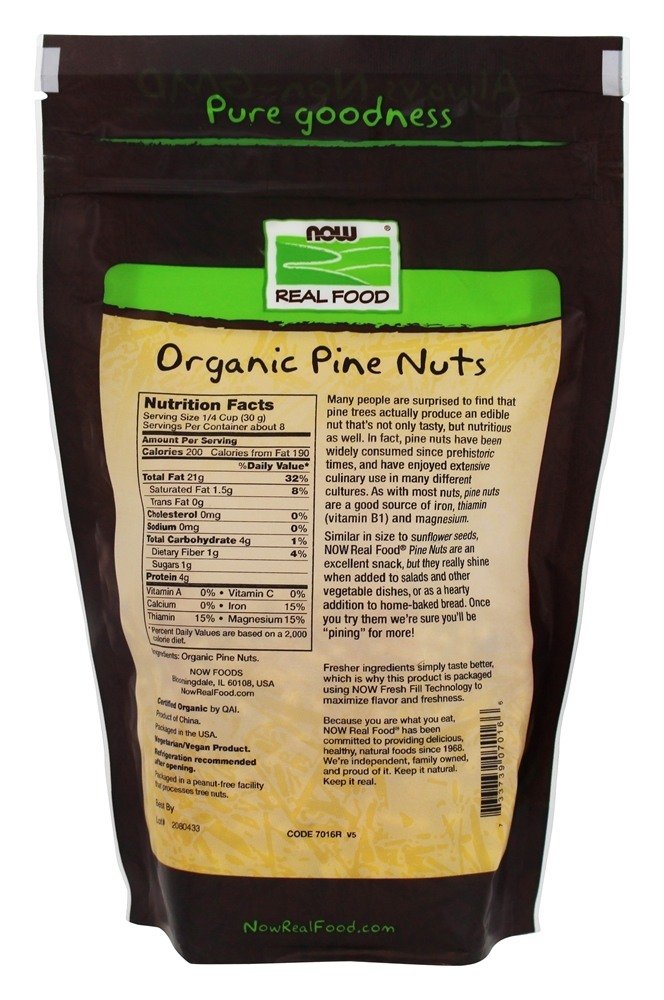 Foto 2 | Bolsa Orgánica De 240 Ml De Pine Nuts Now Foods - Venta Internacional.