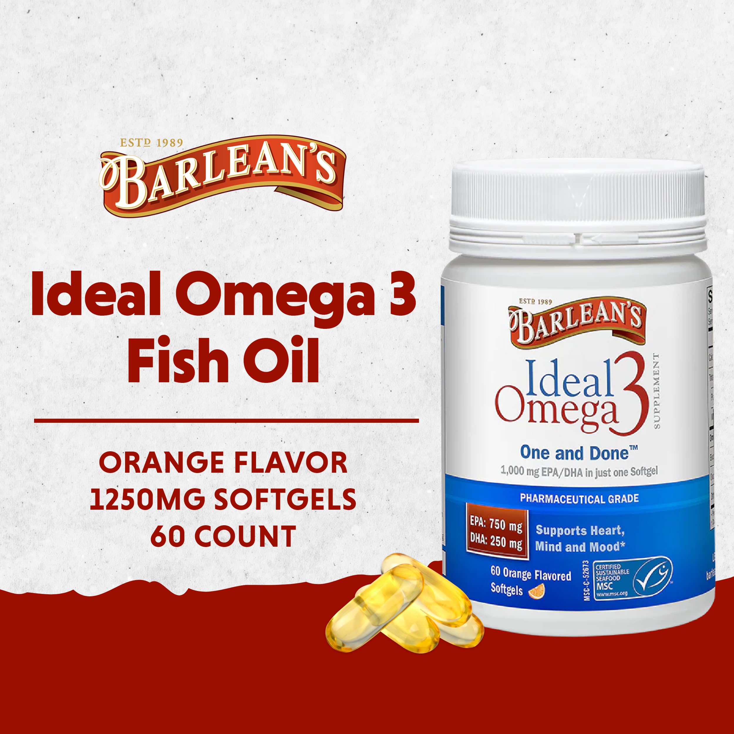 Foto 3 pulgar | Suplemento De Aceite De Pescado Ideal Con Omega 3 De Barlean's, 1000 Mg, 60 Cápsulas Blandas - Venta Internacional.