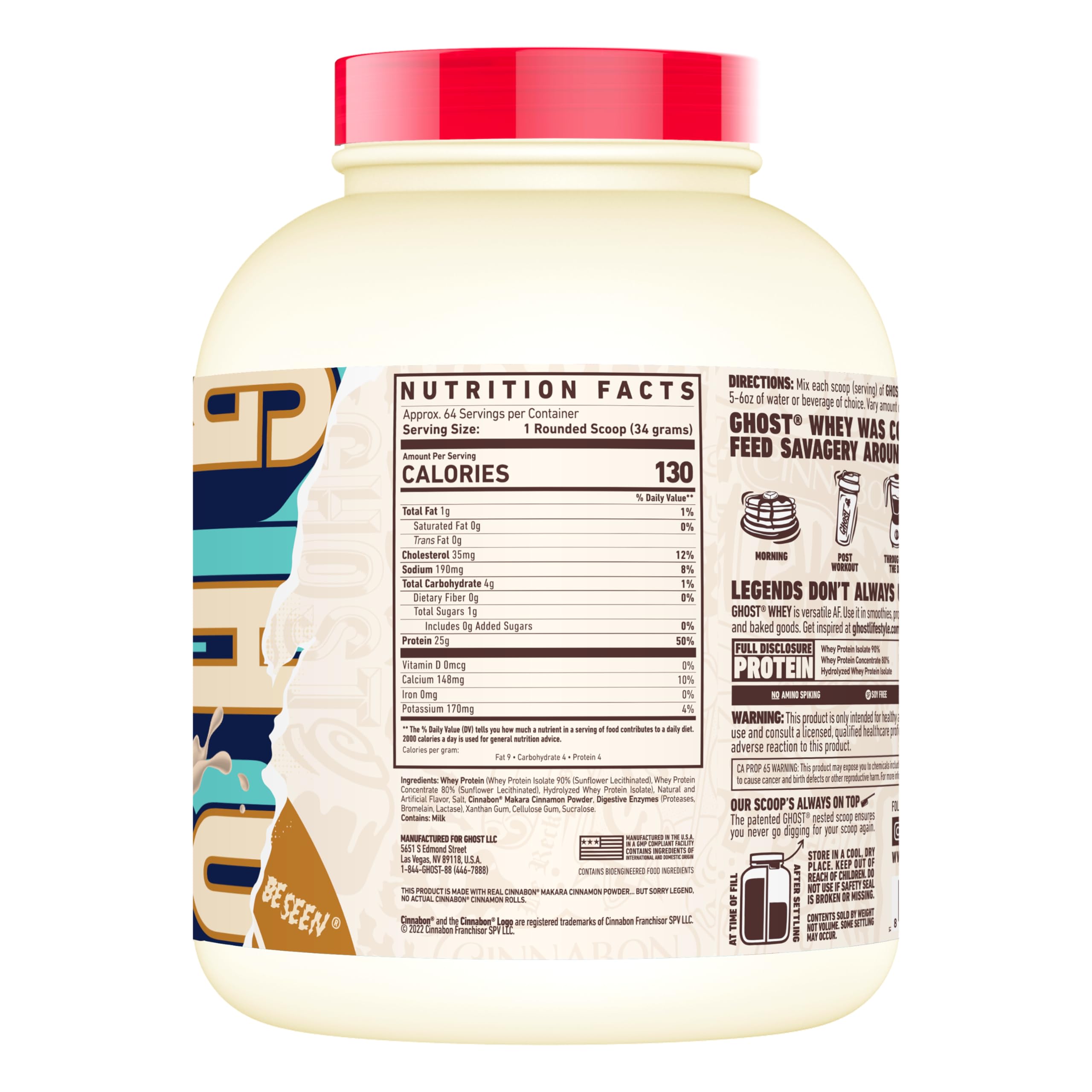Foto 3 pulgar | Proteína De Suero En Polvo Ghost Con Sabor A Canela, 2,27 Kg, 25 G De Proteína - Venta Internacional.