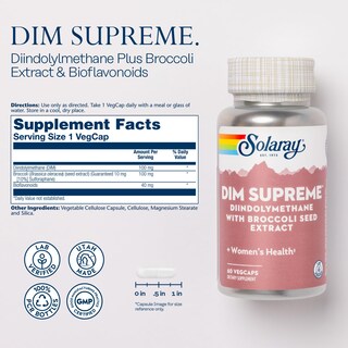 Foto 2 | Suplemento Solaray Dim Supreme 100 Mg Para Mujeres, 60 Cápsulas Vegetarianas - Venta Internacional.