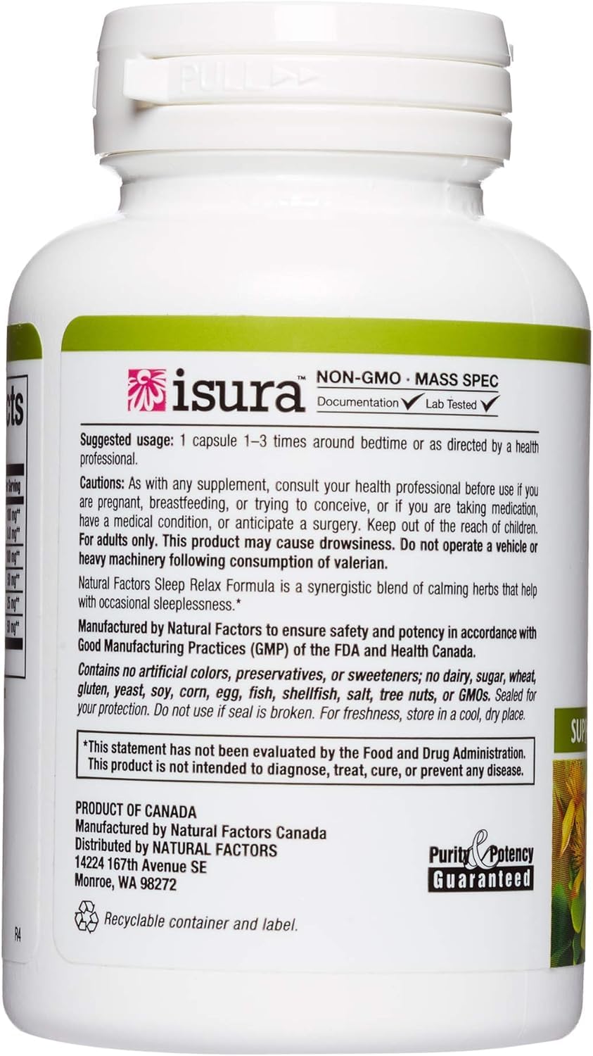 Foto 4 pulgar | Sleep Aid Natural Factors Herbal Factors Sleep Relax 90 Cápsulas - Venta Internacional.