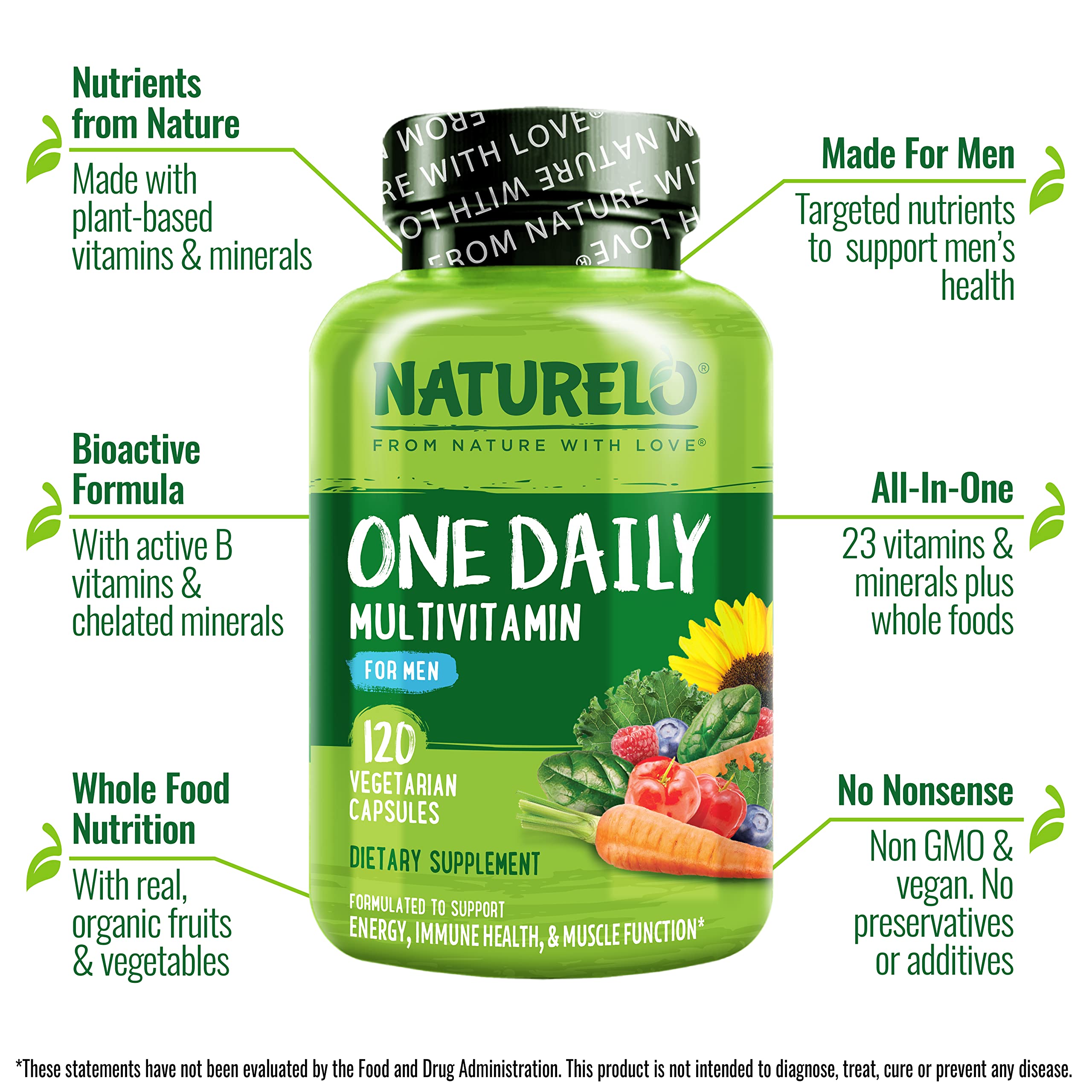Foto 5 pulgar | Multivitamínico Naturelo One Daily Para Hombres, 120 Cápsulas Vegetarianas - Venta Internacional.