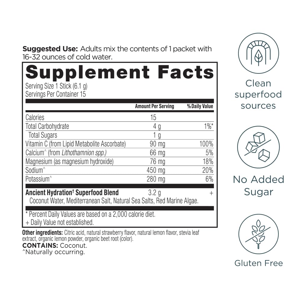 Foto 3 pulgar | Suplemento Electrolítico: Hidratación Rápida De Ancient Nutri - Venta Internacional.