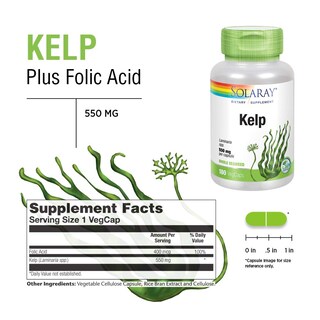 Foto 3 | Suplemento Solaray Kelp 550 Mg Con Ácido Fólico 180 Cápsulas Vegetales - Venta Internacional.