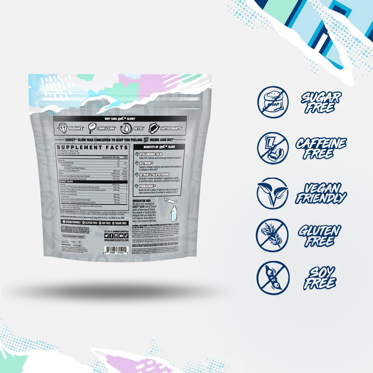 Foto 6 pulgar | Suplemento Ghost Glow Sticks Beauty Detox, 30 Paquetes, Mango - Venta Internacional.
