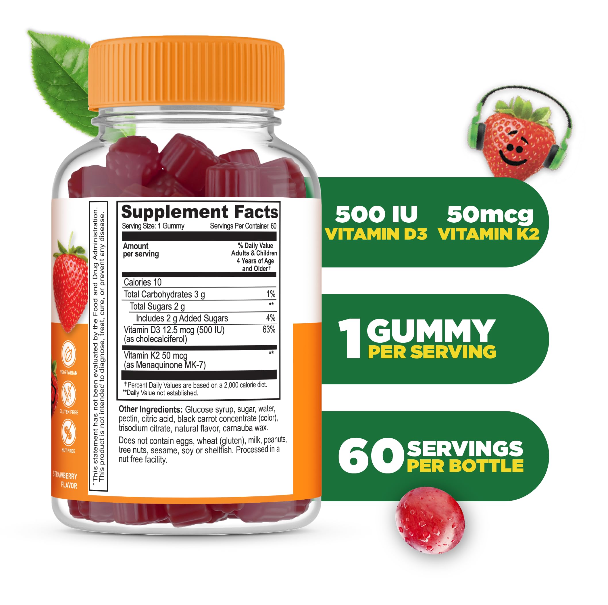Foto 3 pulgar | Vitamina D3 K2 Lifeable Kids 1000 Ui 100 Mcg K2 60 Gomitas - Venta Internacional