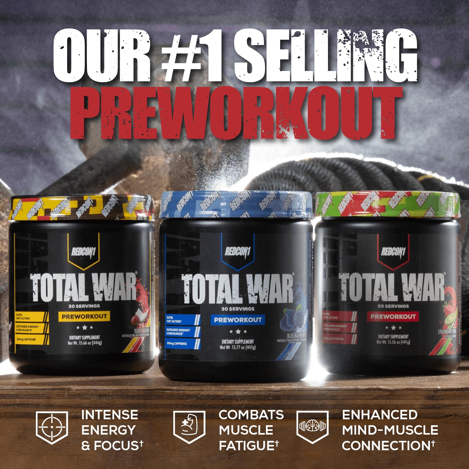 Foto 5 pulgar | Polvo Previo Al Entrenamiento Redcon1 Total War Blue Raspberry 447 g-Venta Internacional