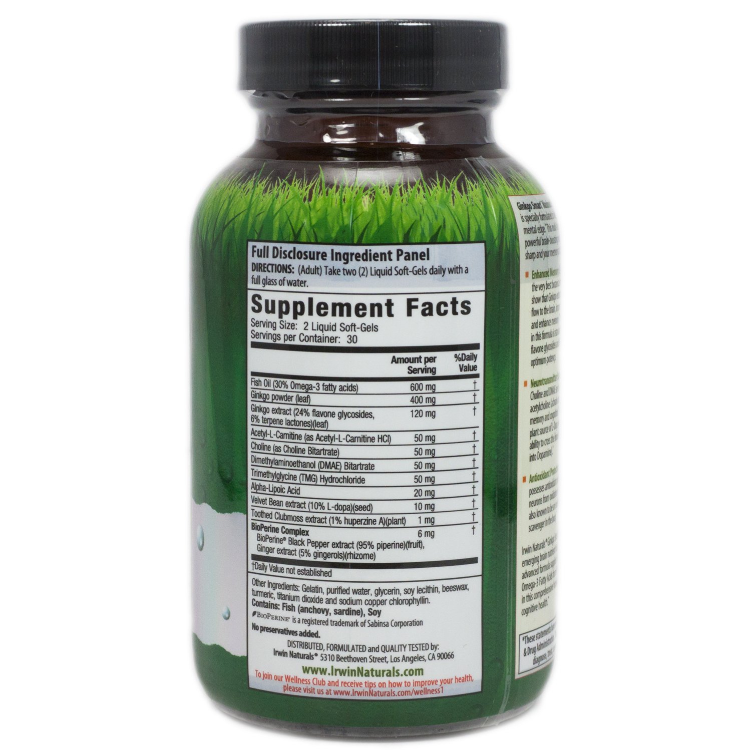 Foto 3 pulgar | Suplemento Ginkgo Smart Memory & Focus Irwin Naturals 60 Cápsulas - Venta Internacional