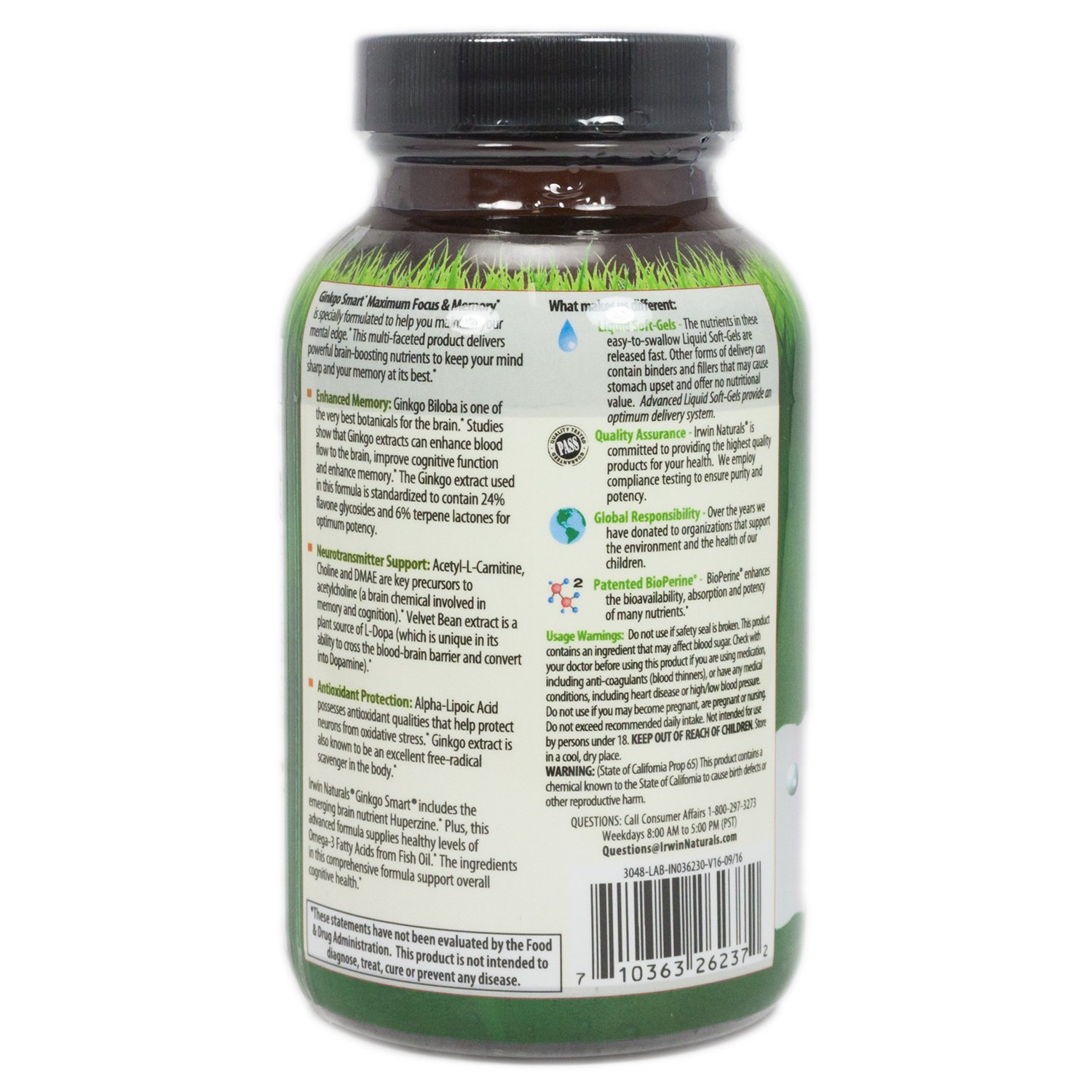 Foto 4 pulgar | Suplemento Ginkgo Smart Memory & Focus Irwin Naturals 60 Cápsulas - Venta Internacional