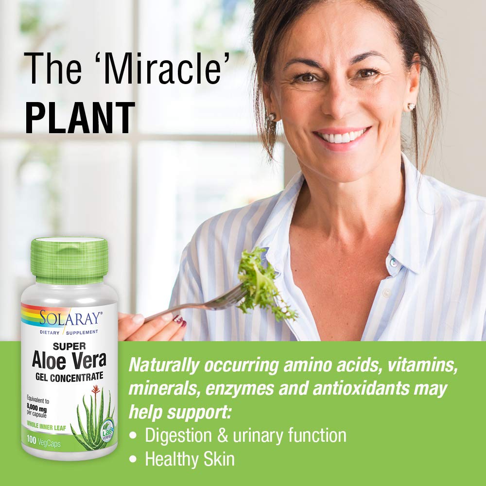 Foto 5 pulgar | Suplemento Solaray Súper Gel de Aloe Vera de 8000 Mg 100 Comprimidos - Venta Internacional