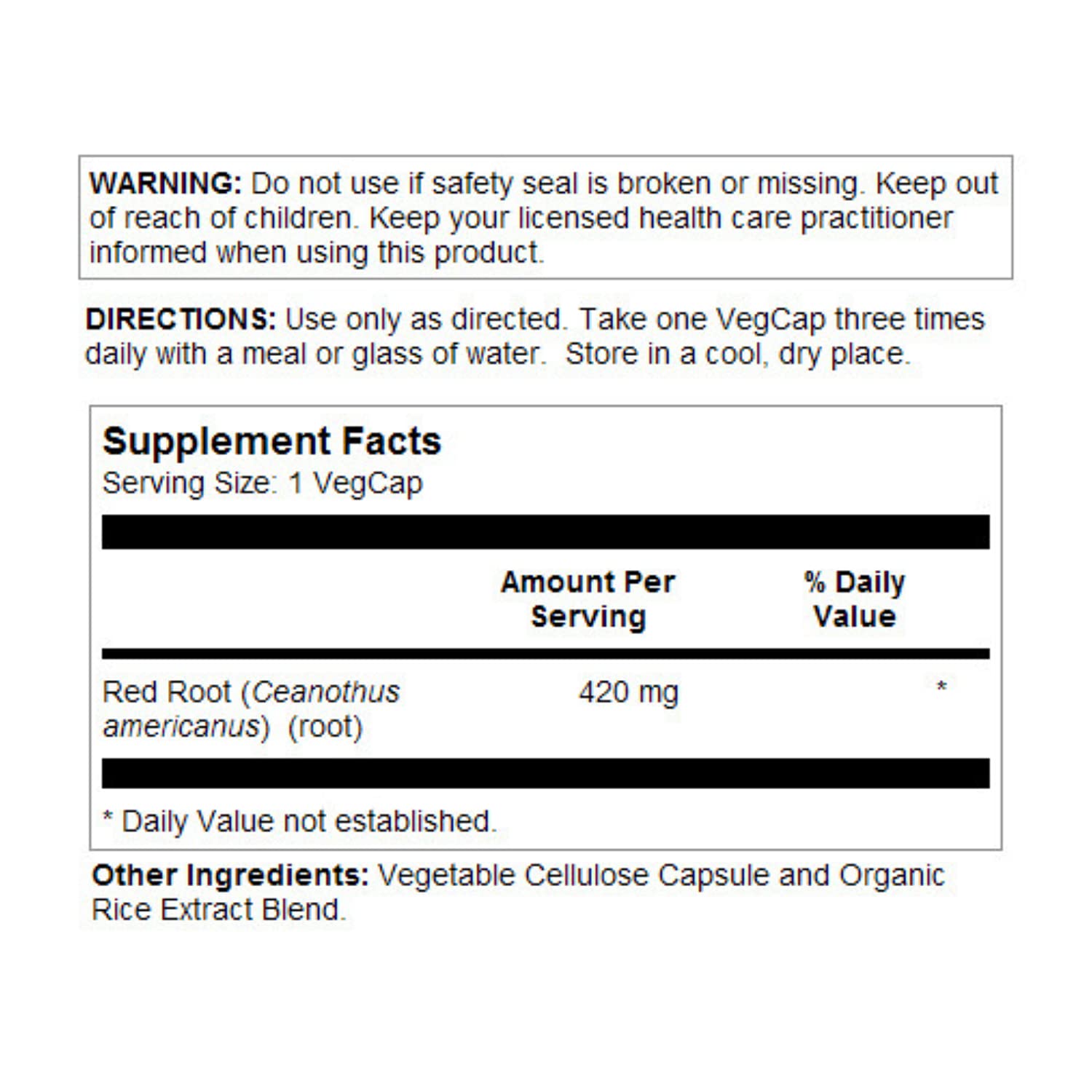 Foto 2 | Suplementos Solaray Cápsulas de Raíz Rojad 420 Mg 100 Unidades - Venta Internacional