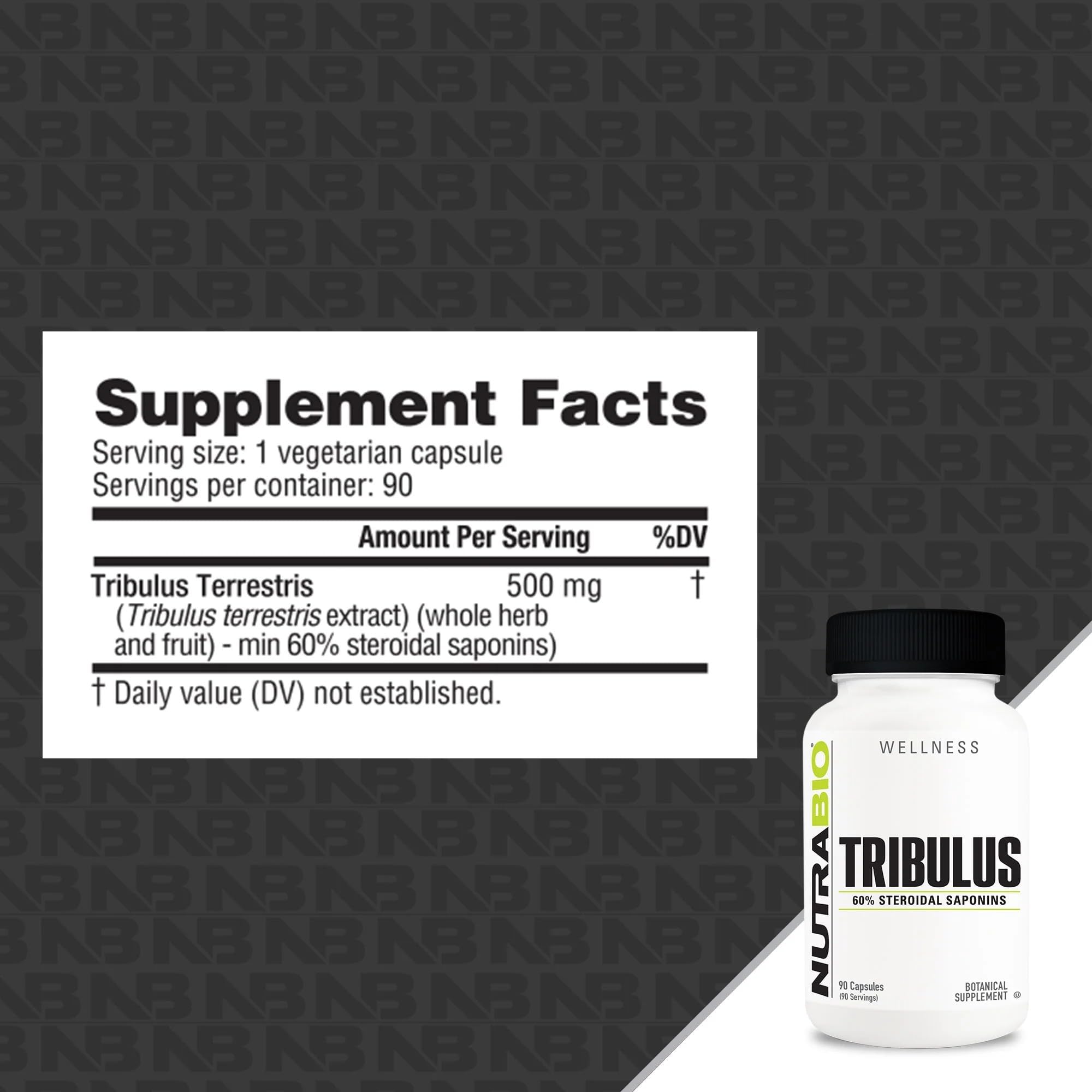 Foto 3 pulgar | Suplemento de Extracto de Tribulus Terrestris Nutrabio 500 mg 90 Cápsulas - Venta Internacional