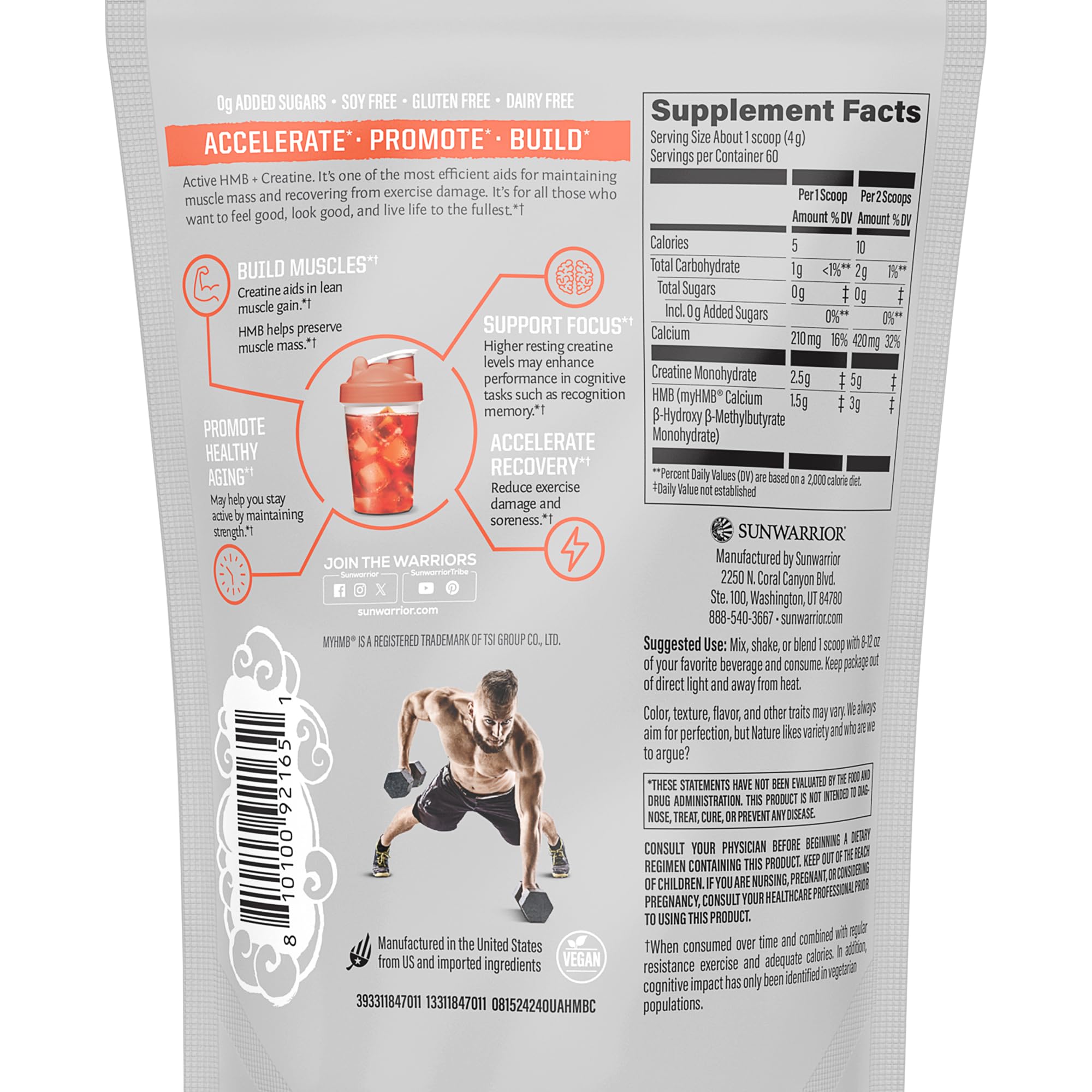 Foto 3 pulgar | Suplemento Sunwarrior Hmb+ Monohidrato Creatina 240 G - Venta Internacional