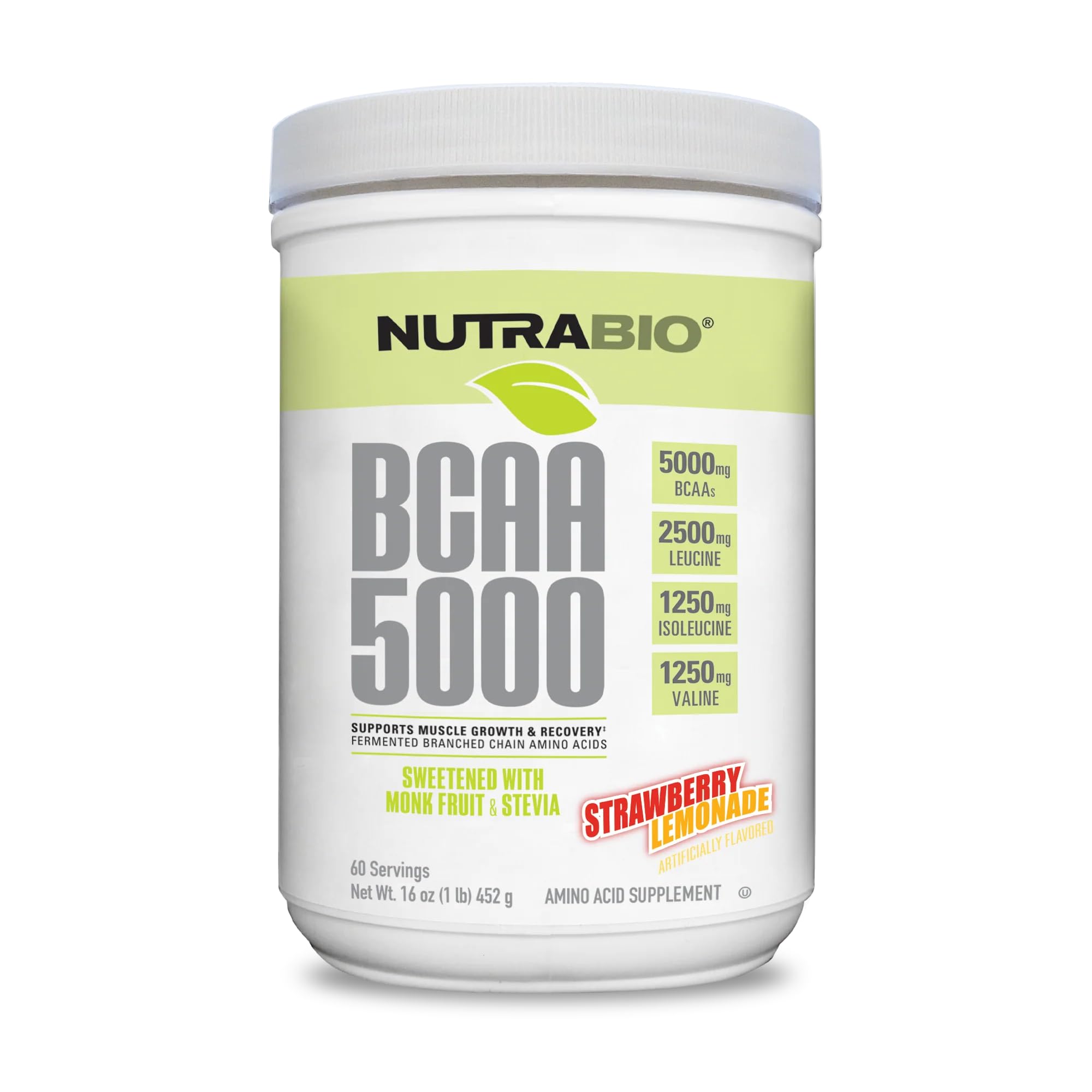 Foto 2 pulgar | Suplemento NutraBio BCAA 5000 en Polvo Limonada de Fresa 60 Porciones - Venta Internacional