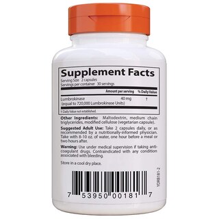Foto 2 | Suplemento Doctor's Best Lumbrokinase 60 Cápsulas - Venta Internacional
