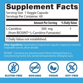 Foto 3 | Suplemento Doctor's Best L-carnitina Fumarato 60 Cápsulas - Venta Internacional